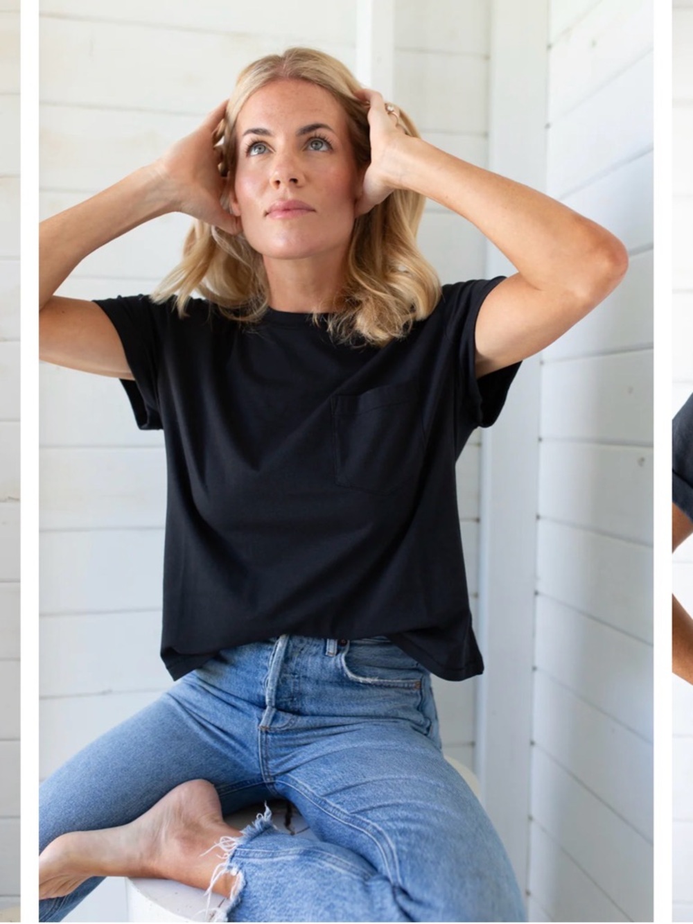 MAREA by Liz Joy Short Sleeve Roller Crew Tee in Black - Size M